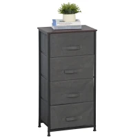 HOMCOM Linen Drawer Cabinet Organizer Storage Dresser Tower with 4 Removable Drawer Metal Frame Adjustable Feet for Living Room, Kitchen, Bathroom, Black(m-11)