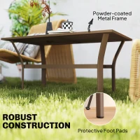 Outsunny Outdoor Coffee Table with Slatted Tabletop, All-Weather Rectangle Metal Patio Coffee Table for Garden, Brown(m-5)