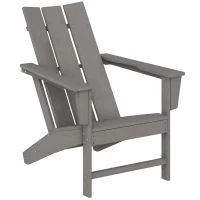 Outsunny HDPE Plastic Adirondack Chair, Muskoka Chair with High Back and Wide Armrests for Fire Pit, Patio, Porch, Dark Grey(m-9)