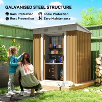 Outsunny 6' x 4' Outdoor Storage Shed, Metal Garden Shed with Lockable Sliding Doors and Vents, Yellow(m-4)