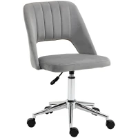 Vinsetto Mid Back Office Chair Velvet Fabric Swivel Scallop Shape Computer Desk Chair, Grey(m-2)