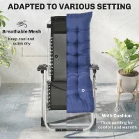 Outsunny Reclining Zero Gravity Chair with Adjustable Backrest, Folding Garden Sun Lounger, Outdoor Recliner with Removable Cushion and Headrest, Dark Blue(m-5)