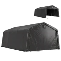 Outsunny 12' x 20' Portable Garage, Heavy Duty Carport Canopy with Ventilation Windows and Large Roll-up Door, Black(m-2)