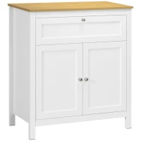 HOMCOM Sideboard Cabinet, Buffet Table with Drawer, Double Door Cupboard and Adjustable Shelf for Living Room, Entryway, White(m-2)