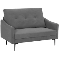 HOMCOM 2 Seater Sofa, Small Modern Couch with High-Resilience Foam, Thicken Padding, Button Tufted, Grey(m-9)