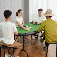 Soozier Poker Table Foldable, 72" Blackjack Table for 7 Players with Chip & Cup Holder, Green Felt(m-9)