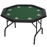 Soozier 47" 8 Player Octagon Poker Table with Cup Holders Folding Top - Green(m-1)