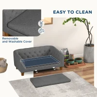 PawHut Raised Dog Sofa, Elevated Pet Sofa for Small Medium Dogs, Gray(m-6)