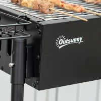 Outsunny Portable BBQ Grill, Charcoal Grill with Side Seasoning Baskets, Hooks and Nets for Outdoor, Picnic, Camping, Black(m-12)