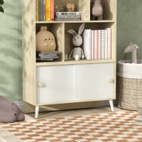 Qaba 4-Cubby Children's Toy Shelf, Kids Bookshelf and Toy Storage for Playroom, Children's Room, Living Room,(m-8)