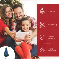 HOMCOM 6FT Pre-lit LED Artificial Christmas Tree Scattered Holiday Décor with Stand, Green(m-4)
