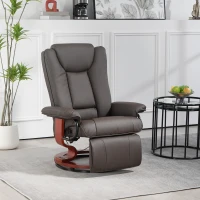 HOMCOM Modern RV Recliner Chair, PU Leather Swivel Recliner Armchair with Footrest for Living Room, Brown(m-10)