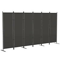HOMCOM 6 Panel Room Divider, 6 Ft Folding Privacy Screen, Portable Freestanding Partition Wall Divider, Charcoal Grey(m-9)
