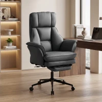 HOMCOM Cross Legged Office Chair w/ Footrest, 396 lbs Reclining Computer Desk Chair w/ High Back, Flip-up Armrests, Dark Gray(m-10)
