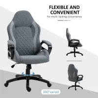 Vinsetto Ergonomic Home Office Chair High Back Task Computer Desk Chair with Padded Armrests, Linen Fabric, Swivel Wheels, and Adjustable Height, Grey(m-7)