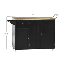 HOMCOM Triple-Cabinet Rolling Kitchen Island on Wheels, Kitchen Cart with Storage Shelf Adjustment, Rolling Utility Cart(m-3)