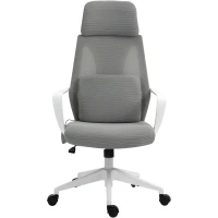 Vinsetto Ergonomic Home Office Mesh Desk Chairs, Computer Task Chair with Massage Lumbar Cushion, Adjustable Seat & Headrest,  Rocking Function, Grey(m-13)