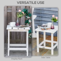 Outsunny Patio Side Table, 15" Square Outdoor End Table, HDPE Plastic Tea Table for Adirondack Chair, Backyard or Lawn, White(m-5)
