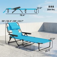 Outsunny Folding Lounge Chair w/ Reclining Back, Light Blue(m-3)