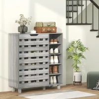 HOMCOM Shoe Cabinet, 21 Pair Shoe Storage Cabinet Organizer with 5-tier Double Door Cabinet and 5-tier Open Shelves, Light Grey(m-10)