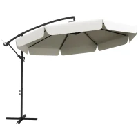 Outsunny 11 FT Cantilever Patio Umbrella Offset Parasol with Cross Base and 8 Ribs for Garden, Cream White(m-9)