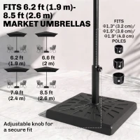Outsunny 42 lb Heavy Duty Patio Umbrella Stand, 20" Resin Outdoor Umbrella Base, Square Market Umbrella Holder, Black(m-4)