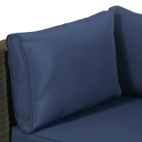Outsunny Patio Furniture Set, 9 Piece Outdoor Sectional Sofa, All-Weather PE Rattan Wicker Conversation Set with Chairs, Ottoman, Loveseat, Coffee and Side Table, Cushions, Navy Blue(m-9)