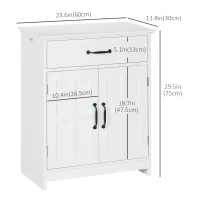 kleankin Bathroom Storage, Bathroom Cabinet with 2 Doors, Adjustable Shelves for Living Room Kitchen, 23.6"x11.8"x29.5", White(m-3)
