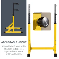 Soozier Dip Station, Body Press Parallel Bar with 10 Adjustable Height, Home Gym Workout Trainer Dip Bar, Yellow(m-4)