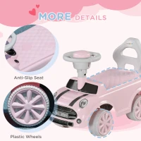 Qaba Foot to Floor Toddler Ride on Toy, Sliding Car w/ Horn, No Tip Anti-Over-Backwards System for 18-36 Months, Pink(m-7)