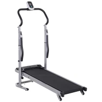 Soozier 2-in-1 Foldable Treadmill Walking Pad Manual Treadmill Machine Sit Up Bench with LCD Screen Home Exercise Fitness(m-11)