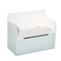 Qaba Kids Wooden Toy Storage Box Organizer Chest Chair 2 in 1 Design with Gas Stay Bar Seating Bench 23.5" x 12" x 20" Light White(m-1)