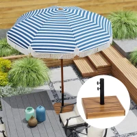 Outsunny Patio Umbrella Base, 42 lbs. Concrete Heavy Duty Umbrella Base for 1.25/1.5" Poles, Teak(m-9)