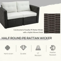 Outsunny 2 Piece Patio Wicker Corner Sofa Set, Outdoor PE Rattan Furniture, with Curved Armrests and Padded Cushions for Balcony, Garden, or Lawn, Beige(m-4)