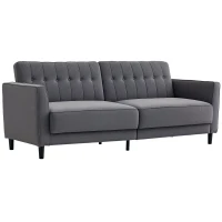 HOMCOM Convertible Bed with Couch, Button Tufted Fabric Sofa Bed with Adjustable Back for Living Room, Charcoal Grey(m-9)