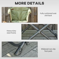 Outsunny Folding Camping Chair, Padded Director Chair with Side Table and Cup Holder, Portable for Picnic, Beach, Hiking, Travel, Green(m-7)
