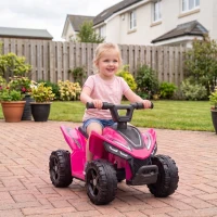 Qaba 6V Kids ATV, 4 Wheels Kids Quad with Button Control, 45Mins Runtime, Max 1.2MPH, Max 55lbs Load for 18-48 M, Rose Red(m-8)