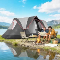 Outsunny Camping Tent for 6 Man with 2000mm Waterproof Rainfly and Carry Bag for Fishing Hiking Festival, Dark Grey(m-1)