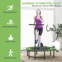 Soozier 45" Mini Trampoline for Adults, Foldable Fitness Exercise Rebounder with Adjustable Handle(m-7)
