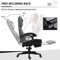 Vinsetto High Back Gaming Chair, Racing Style Ergonomic Computer Desk Chair with Adjustable Height, Retractable Footrest, Headrest and Lumbar Support, Grey(m-5)