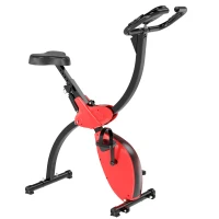 Soozier Foldable Upright Training X-Bike With Magnetic Resistance, Exercise Cycling Bicycle for Cardio, Aerobic Exercise, Red(m-11)