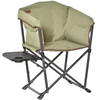 Outsunny Folding Camping Chair, Padded Director Chair with Side Table and Cup Holder, Portable for Picnic, Beach, Hiking, Travel, Green(m-1)