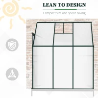 Outsunny Walk-In Garden Greenhouse Aluminum Polycarbonate with Roof Vent for Plants Herbs Vegetables 6' x 4' x 7' Green(m-5)