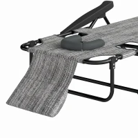 Outsunny Folding Lounge Chair w/ Reclining Back, Mixed Grey(m-11)