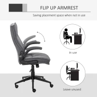 Vinsetto Ergonomic Office Chair Swivel High Back Computer Desk Chair with Adjustable Height Flip-Up Armrest, Comfy Thick Padded Cushions, Wheels, Grey(m-18)