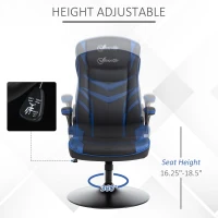 Vinsetto High Back Video Gaming Chair Height Adjustable Flip-up Armrest 360° Swivel Racing Gamer with Pedestal Base, Black and Blue(m-5)