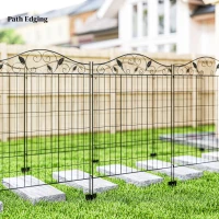 Outsunny Garden Fence, 4 Pack, 44 in(H) x 12 ft(L) Folding Garden Fence Border, No Dig Ground Stake Metal Fence Panels for Outdoor Patio Yard Landscape(m-9)
