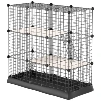 PawHut 31 Panels Pet Playpen with Water-resistant Cloth, Small Animal Playpen, Portable Metal Wire Yard for Ferrets, Chinchillas, Squirrels, with Doors, Ramps, Covered with Soft Fabric(m-11)