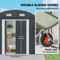 Outsunny 8' x 4' Galvanized Outdoor Storage Shed, Garden Shed with Adjustable Shelves, Double Sliding Doors and Vents(m-5)
