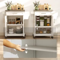 HOMCOM Kitchen Island with Wheels, Rolling Kitchen Island with Storage, Stainless Steel Countertop for Dining Room, Cream White(m-7)